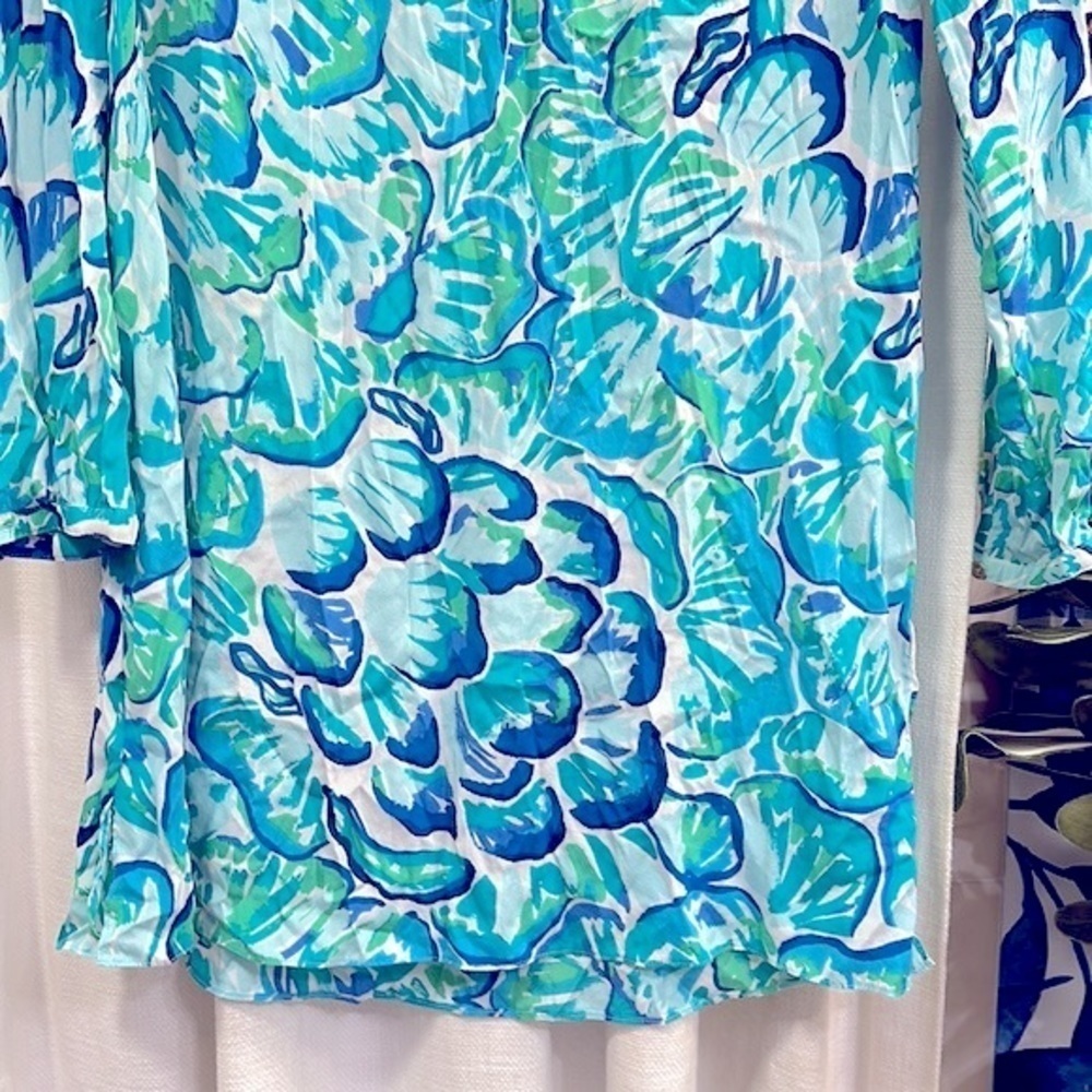 LILLY PULITZER Womens Agate Green Lazy River Delphine Stretch Silk Tunic Dress S - Picture 4 of 11